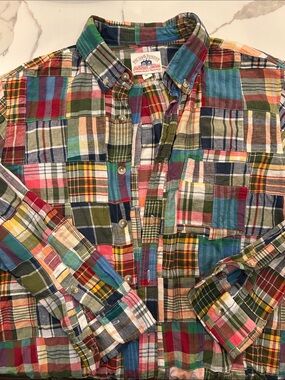 Kiel James Patrick Multicolor Patchwork Madras Button-Down Shirt